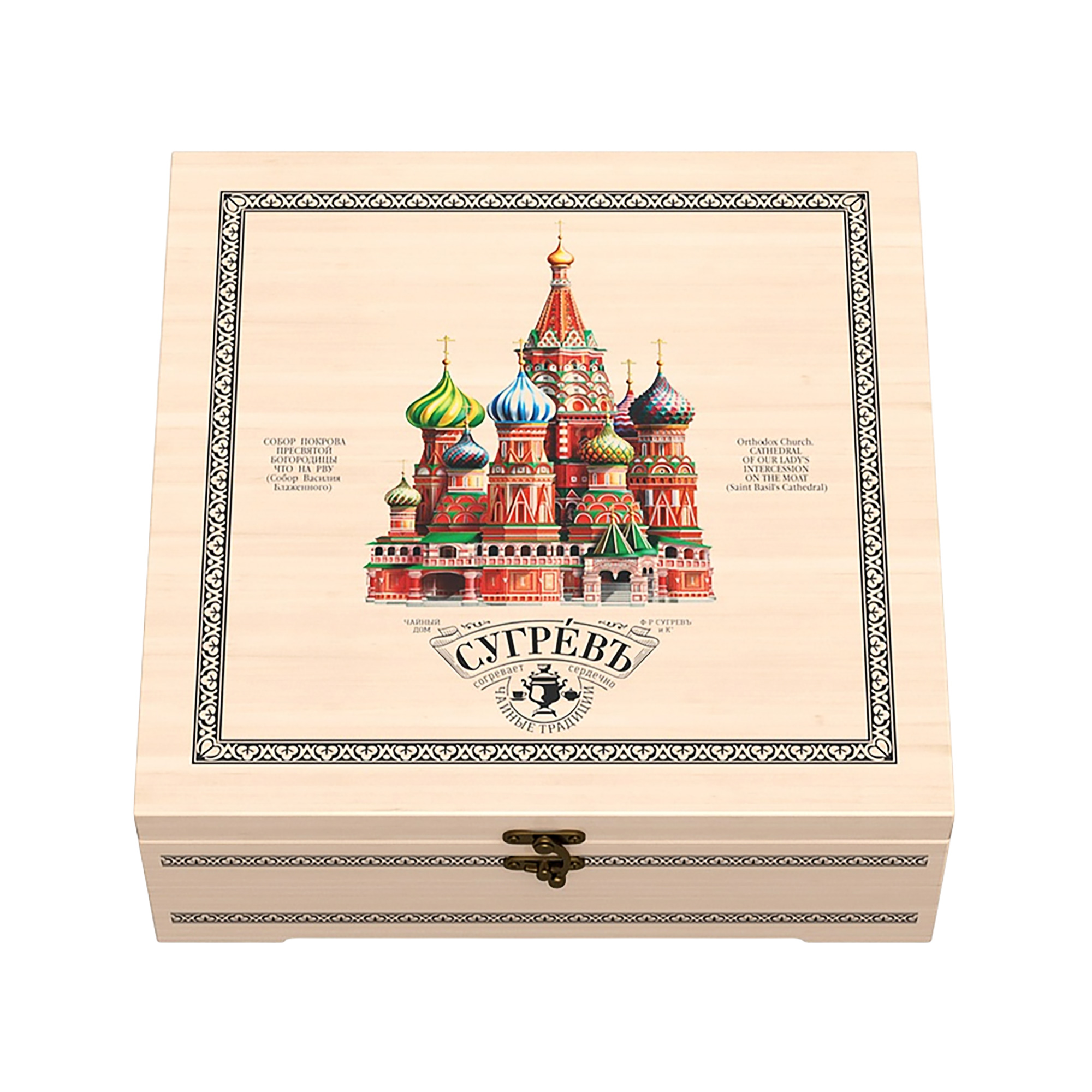 Шкатулка Народы России: 7 купажей чая, матрешка ручной работы с мини-вареньем внутри