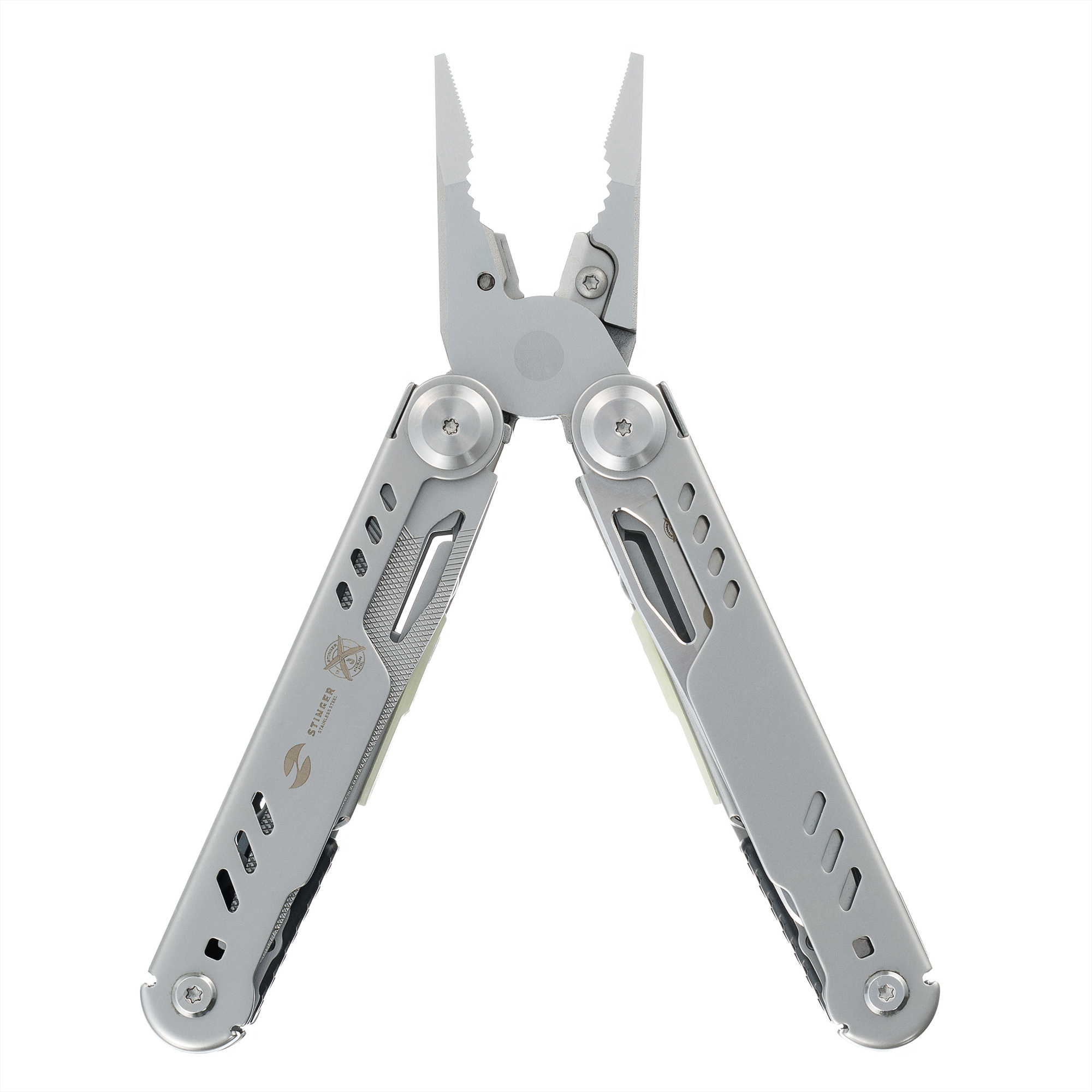 Мультитул Stinger, 110 х 27 мм, 23 функции, сталь, серебристый, в картонной коробке, в комплекте нейлоновый чехол