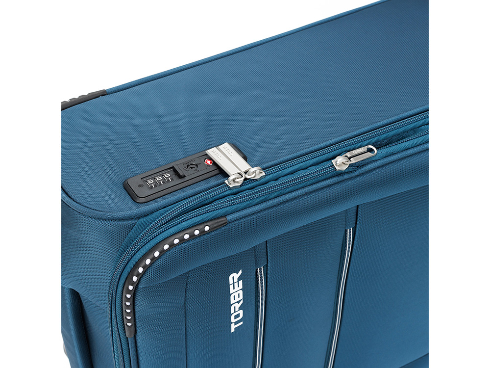 Чемодан TORBER ВИВИ, синий, полиэстер, 39 х 20 х 54 см, 36 л Чемодан TORBER ВИВИ, синий, полиэстер, 39 х 20 х 54 см, 36 л