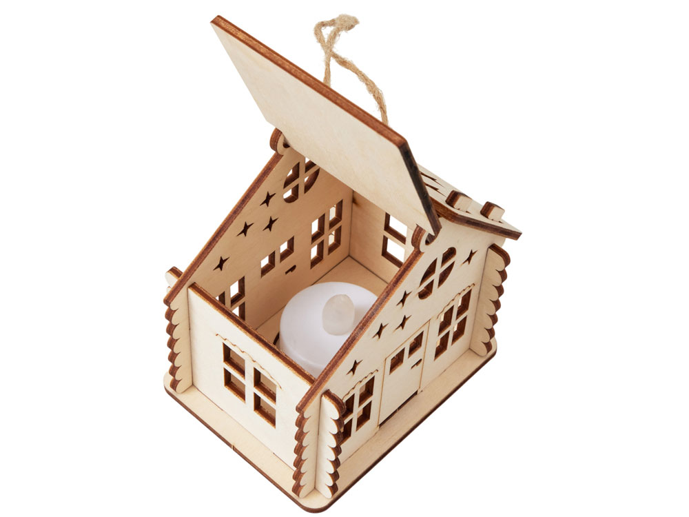 Подвеска с подсветкой домик (с мерцающей свечкой)