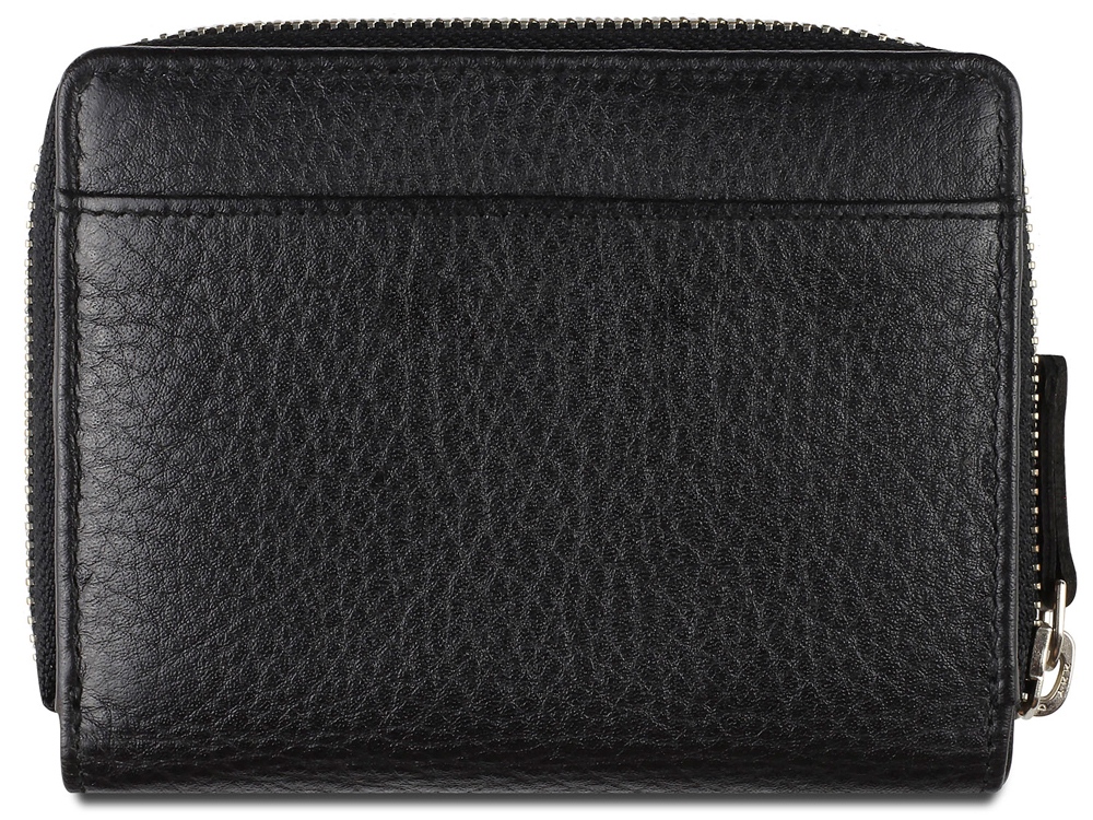 Кошелёк женский BUGATTI Lady Top, на молнии, чёрный, натуральная воловья кожа, 12х2,5х9 см