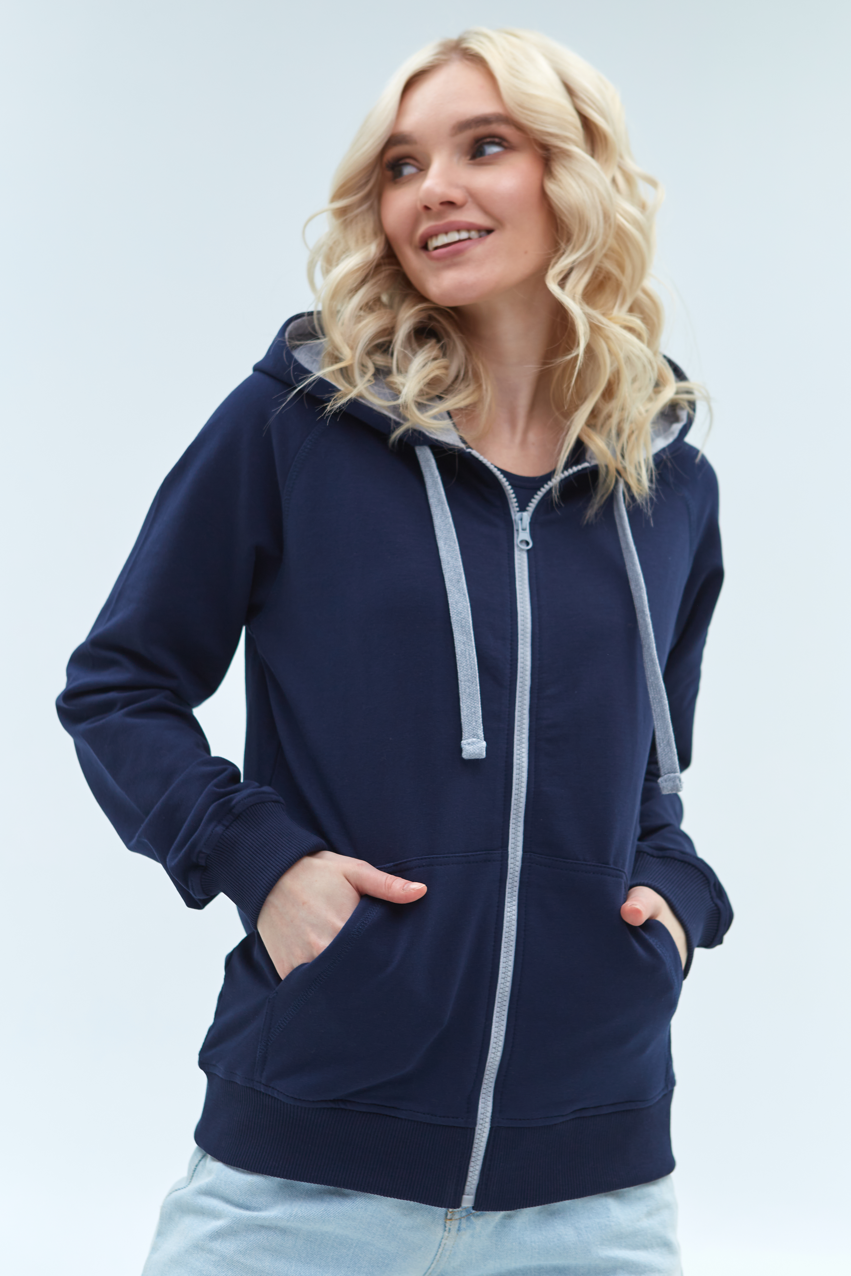 Толстовка женская STAN с капюшоном на молнии футер без начёса, 260, 61W