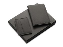 Подарочный набор Consul: обложка для паспорта и картхолдер, серый Подарочный набор Consul: обложка для паспорта и картхолдер, серый