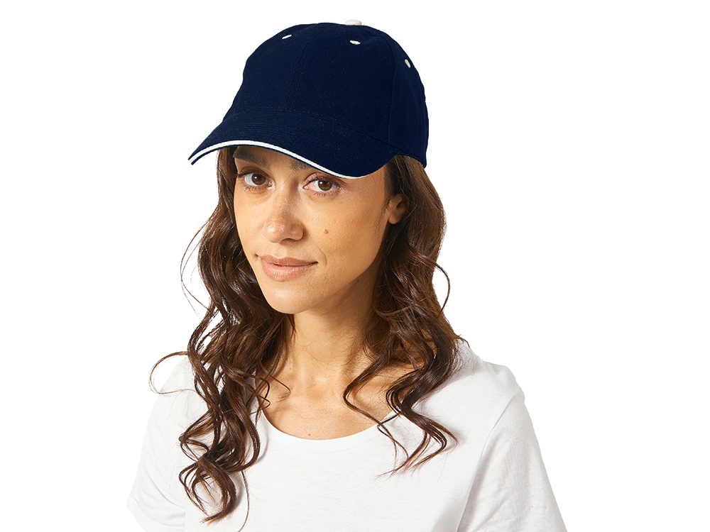 Бейсболка New Castle 6-ти панельная, синий/натуральный