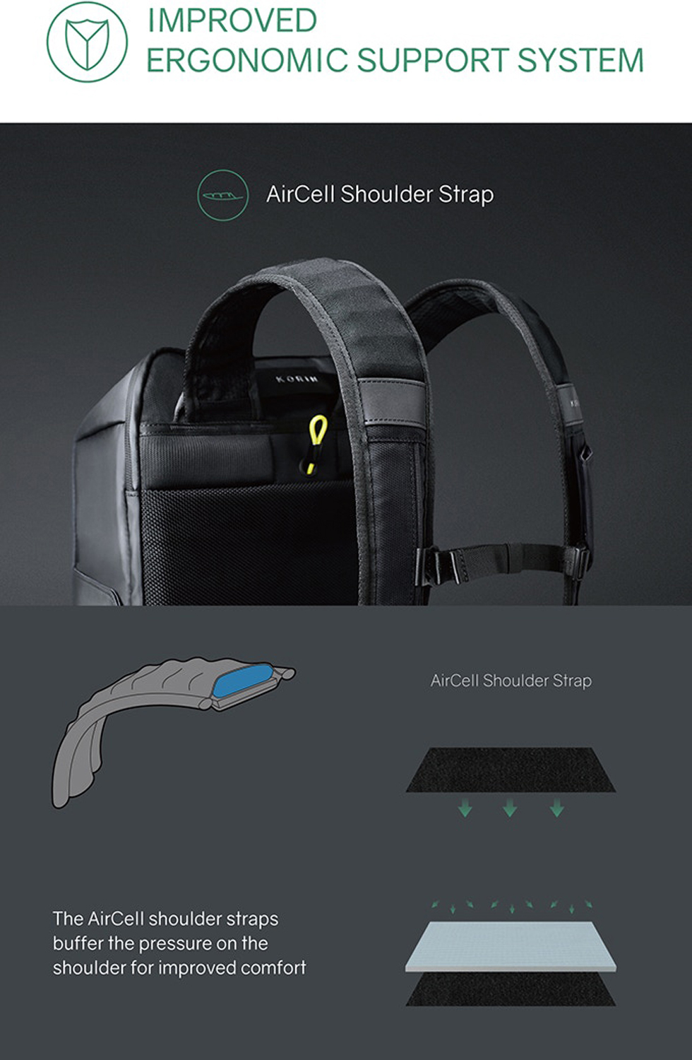 Рюкзак KORIN FlipPack 47х30х17 см, черный