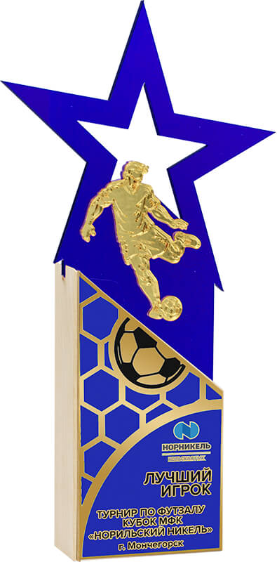 Акриловая награда с сублимационной печатью футбол