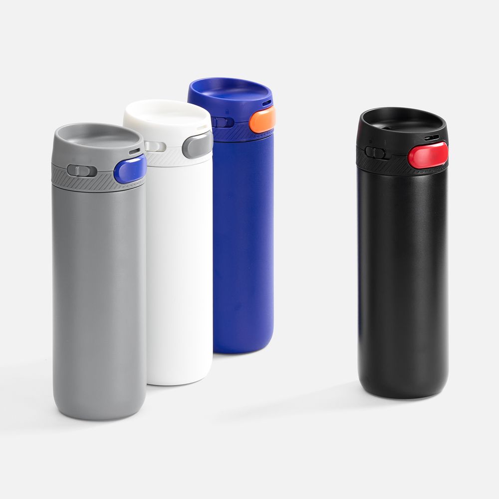 Термостакан X1 с цветной кнопкой, черный с красным