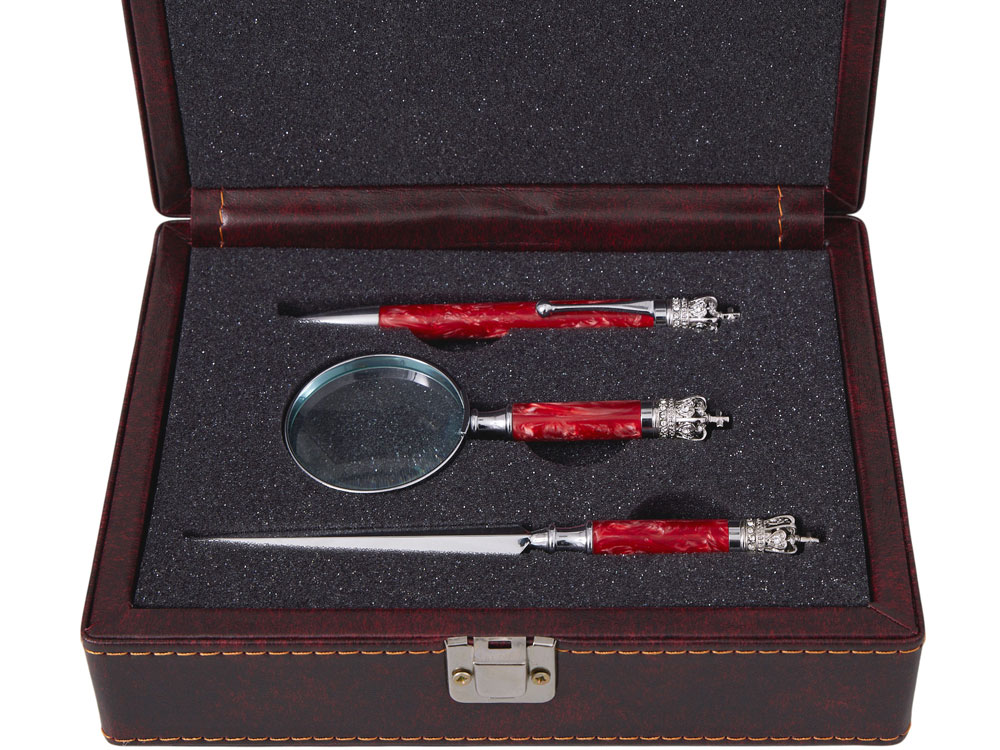 Набор William Lloyd: портмоне, ручка шариковая, лупа, нож для бумаг Принц Уэльский