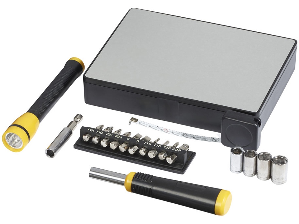 Набор инструментов 18 предметов, черный/серебристый (P) Набор инструментов 18 предметов, черный/серебристый (P)