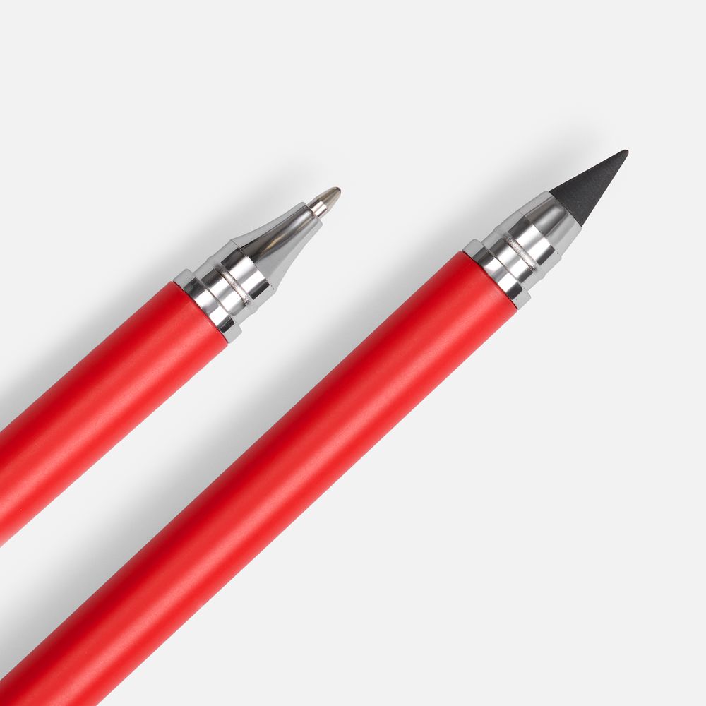 Ручка шариковая и вечный карандаш Diptych, ярко-красная