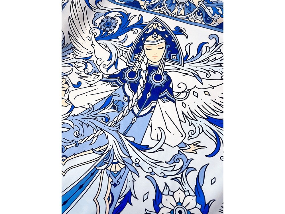 Платок Царевна-Лебедь 100% шелк, синий Платок Царевна-Лебедь 100% шелк, синий