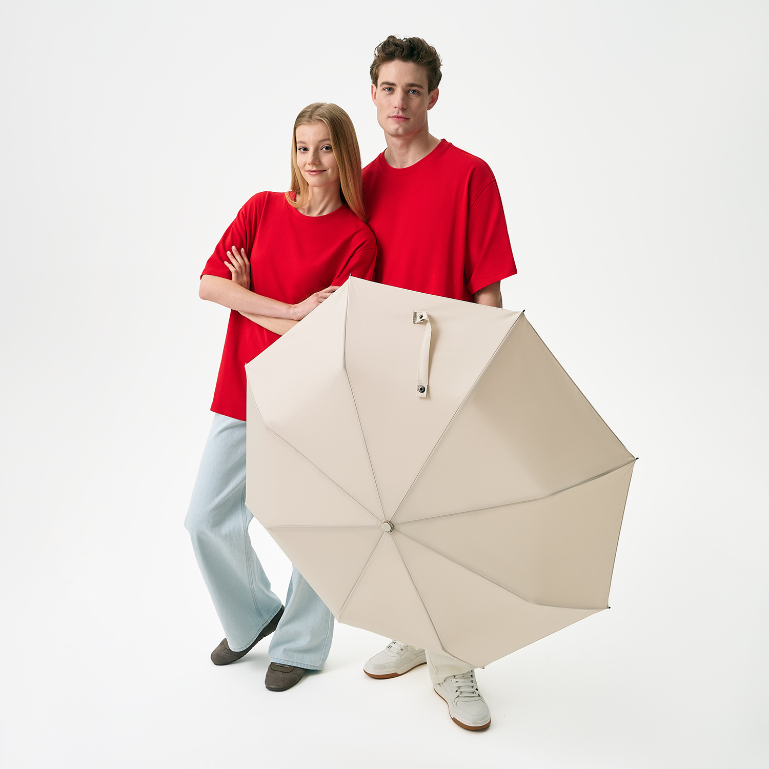 Зонт складной Азимут (Azimut), бежевый Зонт складной Азимут (Azimut), бежевый