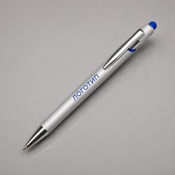 Ручка-стилус металлическая шариковая Sway Monochrome с цветным зеркальным слоем, серебристый с темно-синим Ручка-стилус металлическая шариковая Sway Monochrome с цветным зеркальным слоем, серебристый с темно-синим