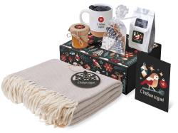 Подарочный набор c пледом, кружкой и вареньем, белый