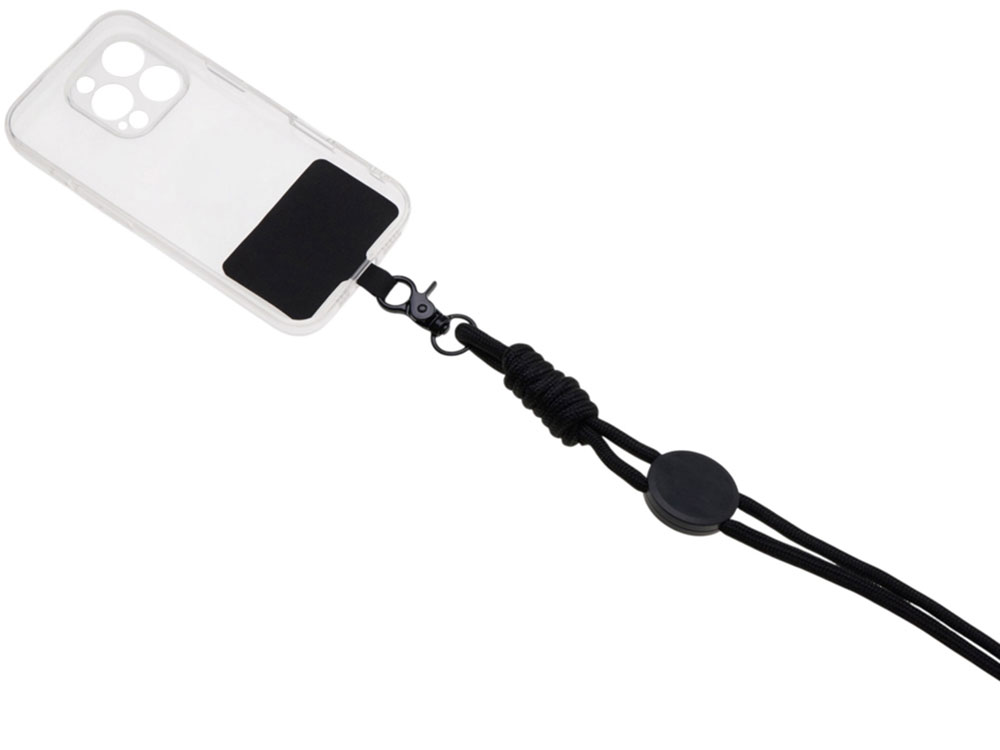 Ремешок на шею для телефона Нэко, черный Ремешок на шею для телефона Нэко, черный
