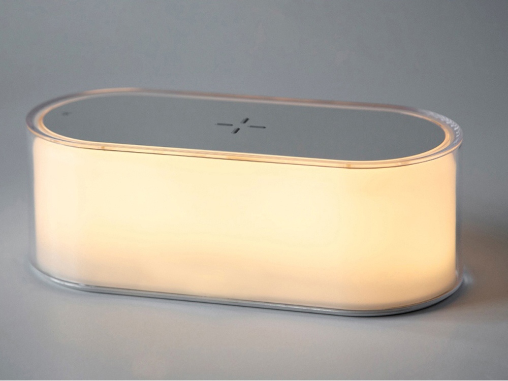 Ночник с беспроводной зарядкой и RGB подсветкой Miracle, 15 Вт, белый