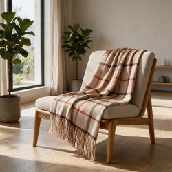 Плед акриловый в клетку Tartan, бежевый Плед акриловый в клетку Tartan, бежевый