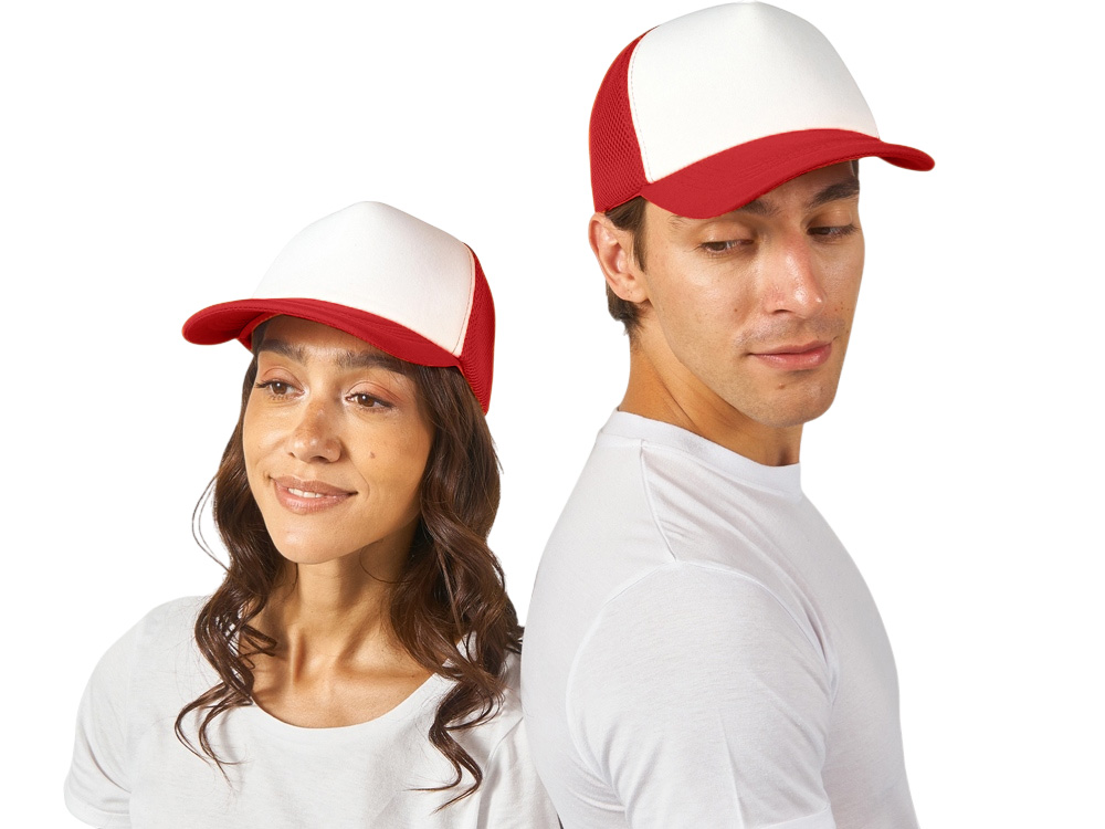 Бейсболка под сублимацию с сеткой Newport, белый/красный