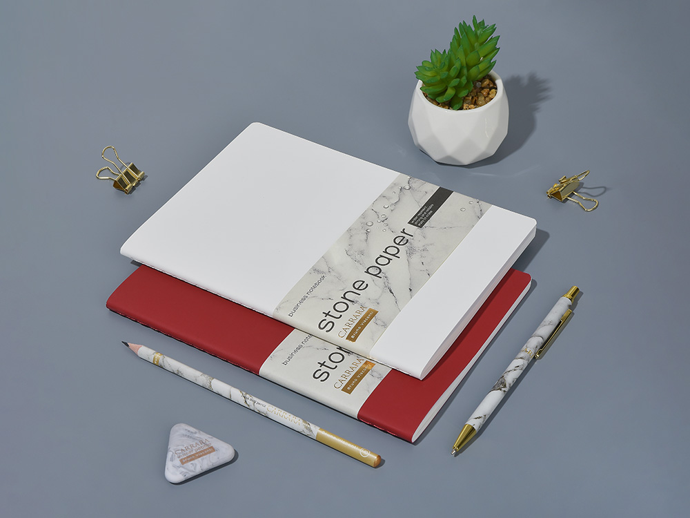 Тетрадь с каменной бумагой А5 Carrara 40 л., линейка, белый Тетрадь с каменной бумагой А5 Carrara 40 л., линейка, белый