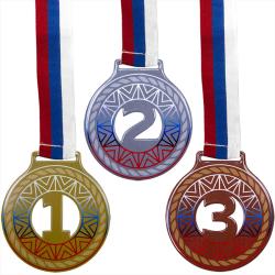 Комплект медалей Милодар 1,2,3 место с лентами триколор