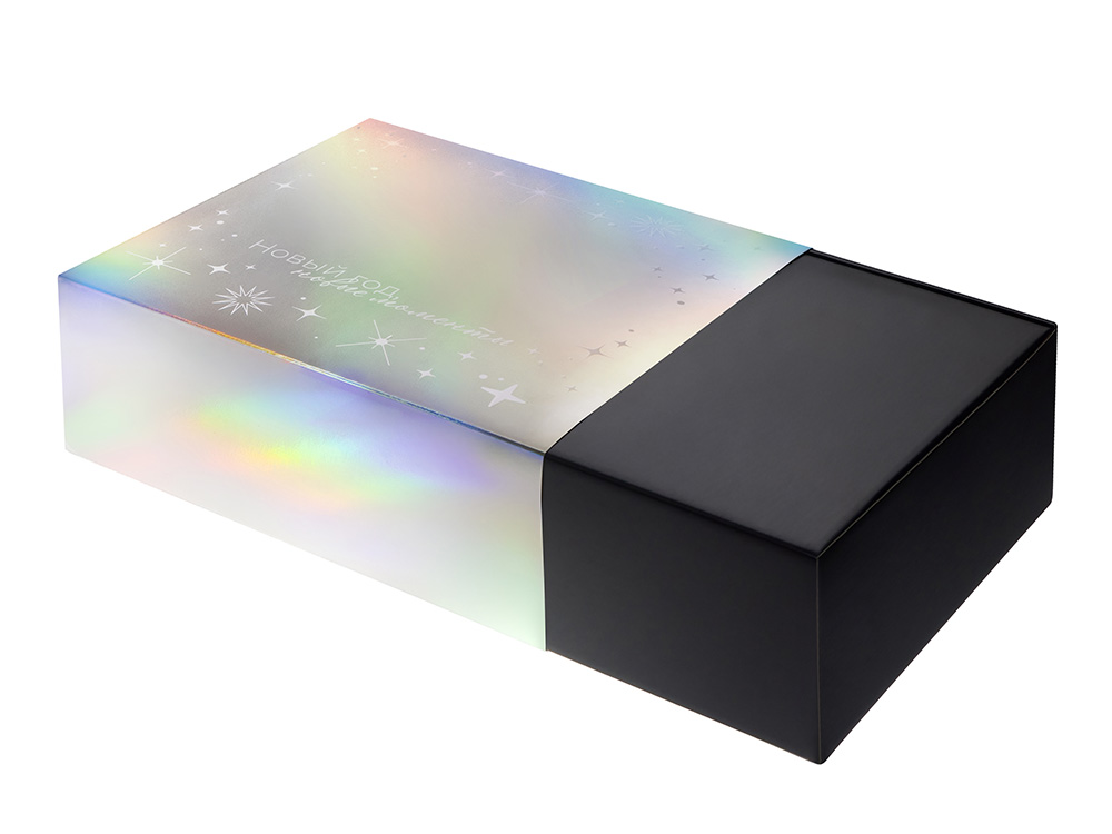 Подарочная коробка с голографическим шубером Aurora, XL, вн. размер 300х235х105 мм.