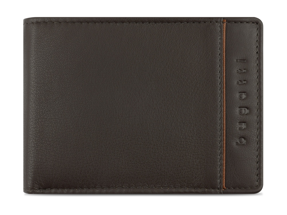 Портмоне BUGATTI Banda, с защитой данных RFID, коричневое, кожа/полиэстер, 12,5х2х9 см