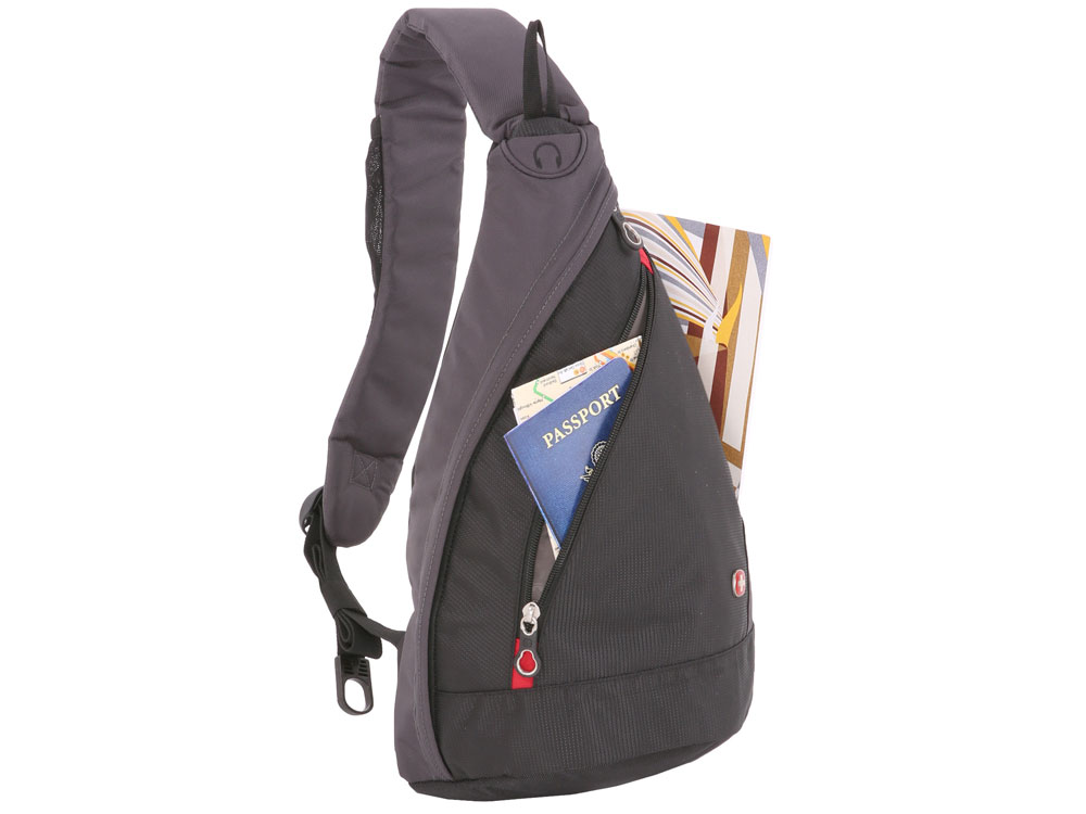 Рюкзак SWISSGEAR с одним плечевым ремнем, 25x15x45 см, 7 л, черный/серый