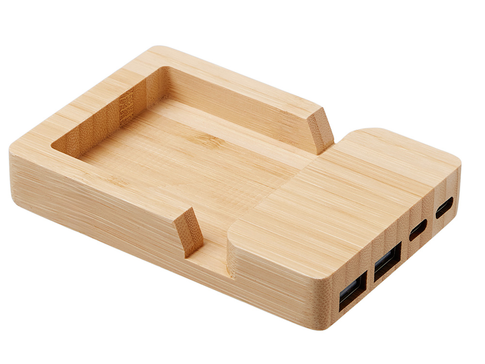 USB хаб Memo, 2*USB, 2*Type C, бамбук USB хаб Memo, 2*USB, 2*Type C, бамбук