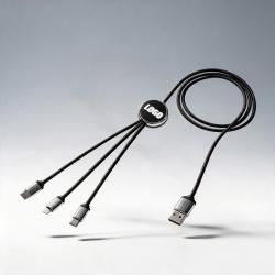 Кабель 3-в-1 с подсветкой логотипа Ion, черный