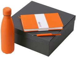 Подарочный набор c блокнотом C2, ручкой и термобутылкой, оранжевый