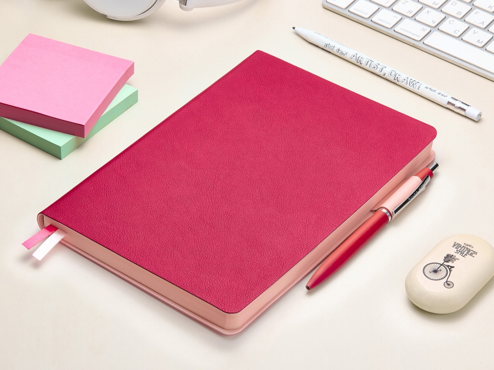 Ежедневник А5 датированный Boston 2026, розовый