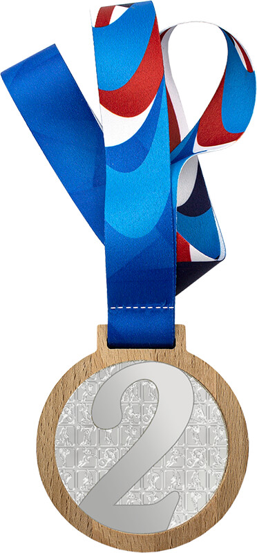 Деревянная медаль с лентой 2 место (серебро)