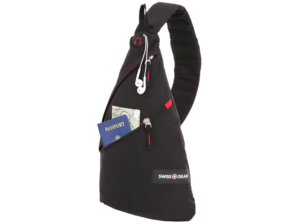Рюкзак SWISSGEAR с одним плечевым ремнем, 25x15x45 см, 7 л, черный/красный