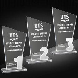 Награда из стекла с гравировкой 3 место