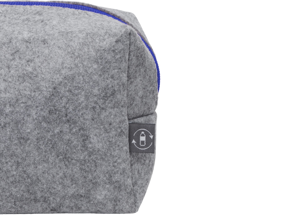 Косметичка из РПЕТ фетра с ручкой Felt, серый с синим