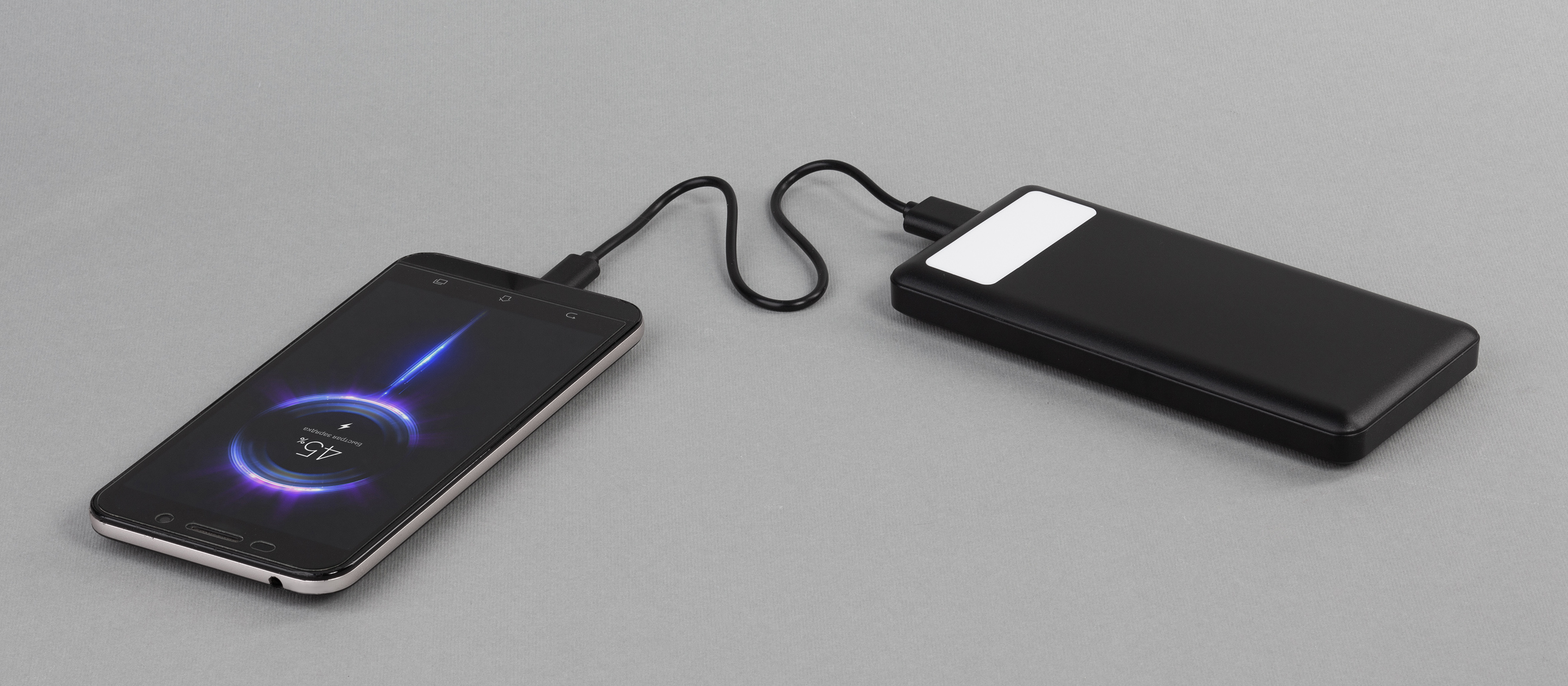 Зарядное устройство "Lumos" 10000 mAh с фонариком, черный