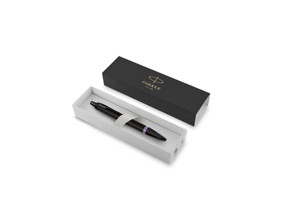 Шариковая ручка Parker IM Vibrant Rings Flame Amethyst Purple, стержень: M blue, в подарочной упаковке.