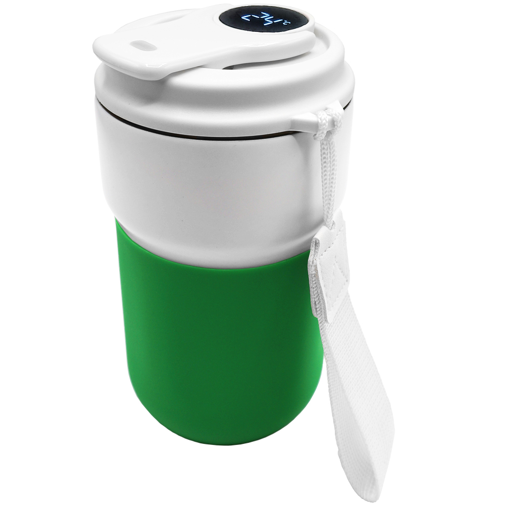 Термокружка вакуумная герметичная с дисплеем Clive To Go, белый/зелёный Термокружка вакуумная герметичная с дисплеем Clive To Go, белый/зелёный