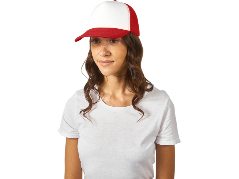 Бейсболка под сублимацию с сеткой Newport, белый/красный
