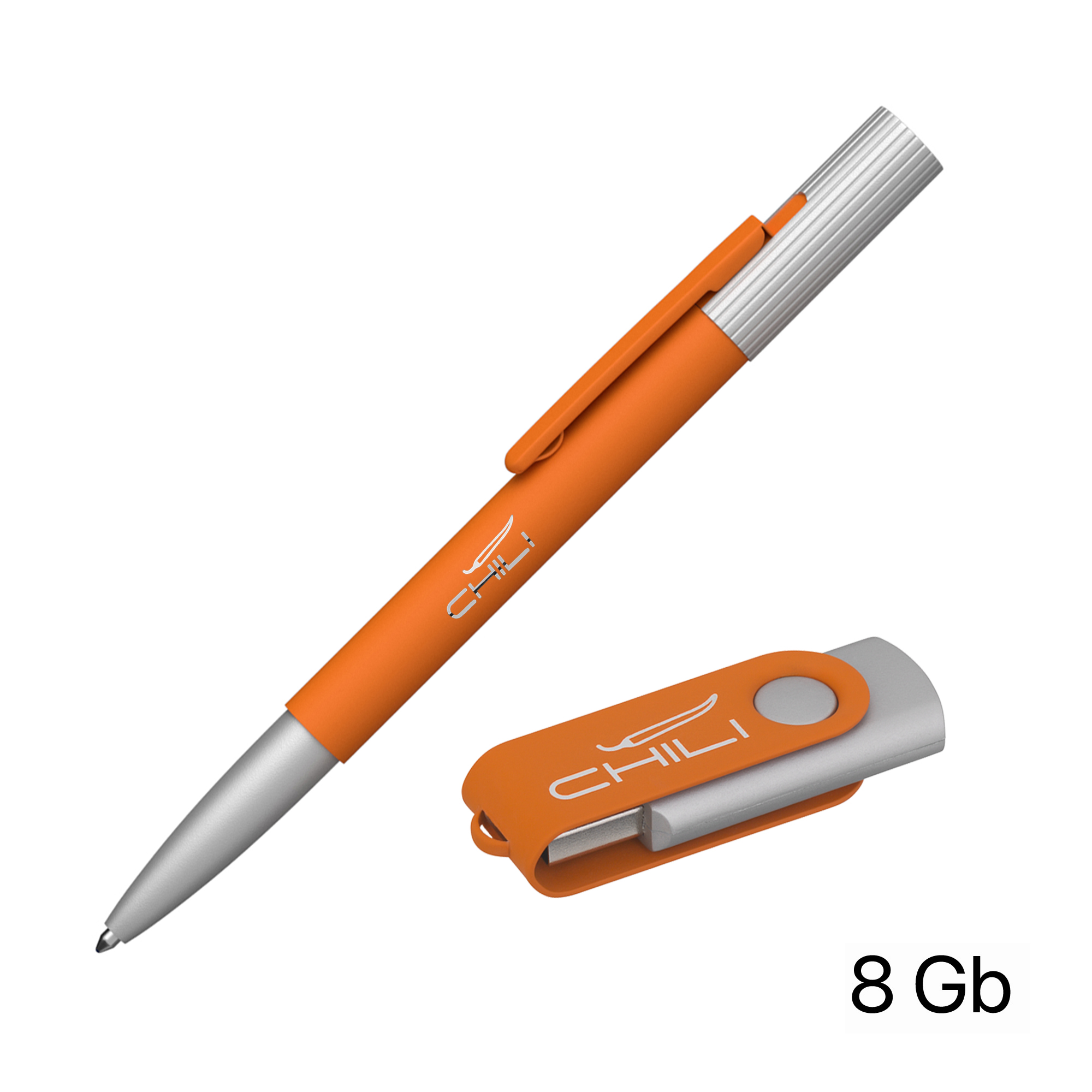Набор ручка "Clas" + флеш-карта "Vostok" 8 Гб в футляре, покрытие soft touch