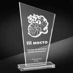 Награда из стекла с лазерной гравировкой