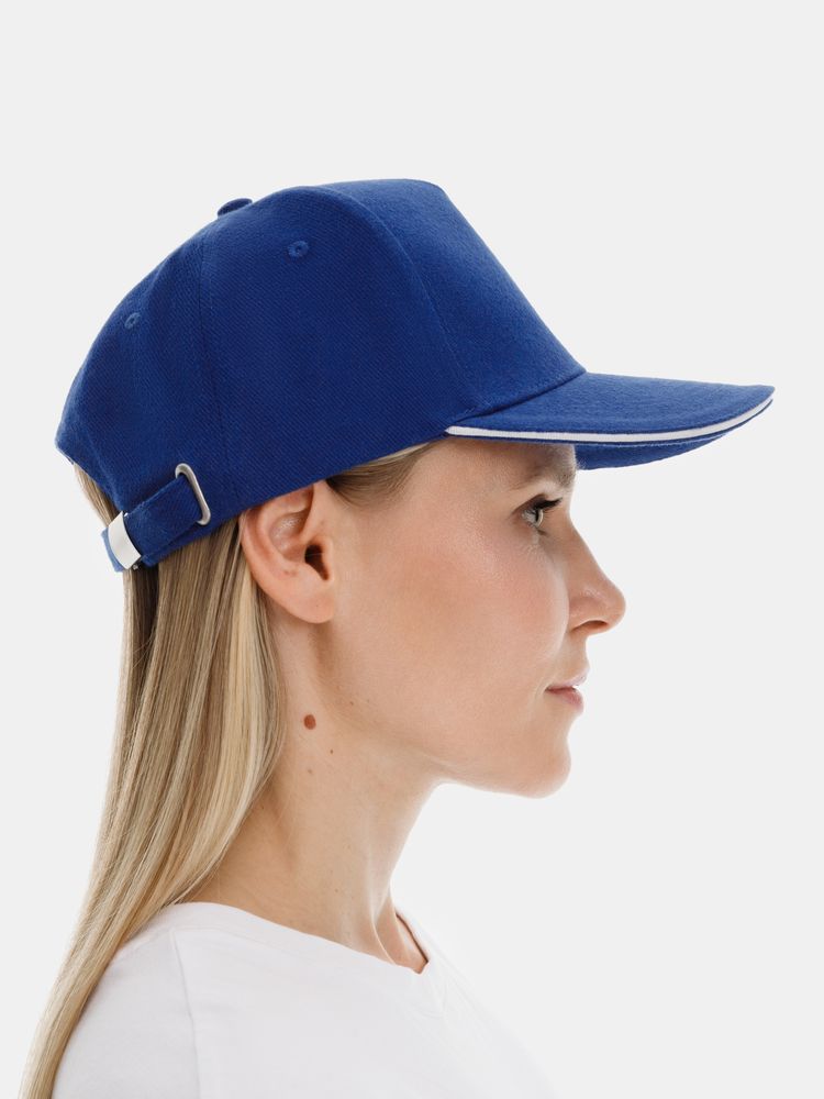 Бейсболка Classic 2.0, ярко-синяя с белым кантом