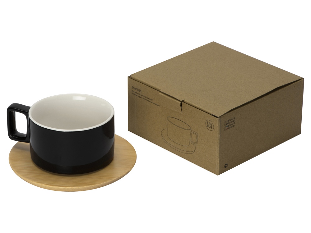 Набор чашка с бамбуковым блюдцем Sheffield, черный