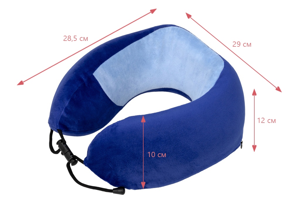 Подушка TORBER, дорожная, с эффектом памяти, синяя, полиэстер+спандекс, 26 х 27 х 10 см