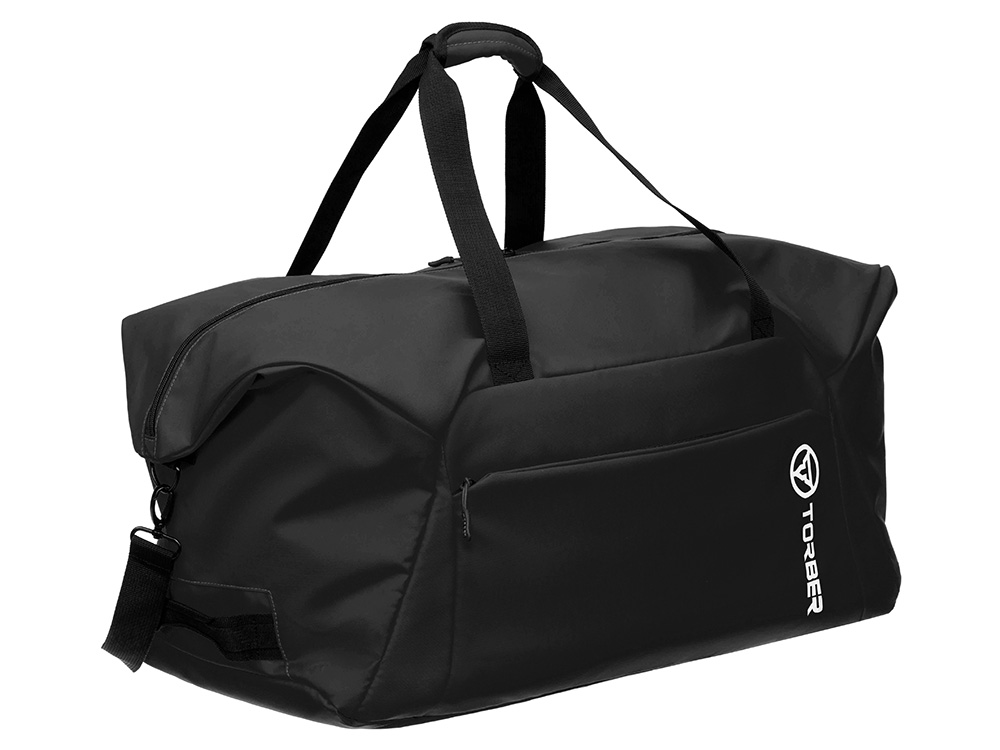 Сумка дорожная TORBER Mobi, чёрная, полиэстер 900D с PU покрытием, 65 х 37 х 34 см