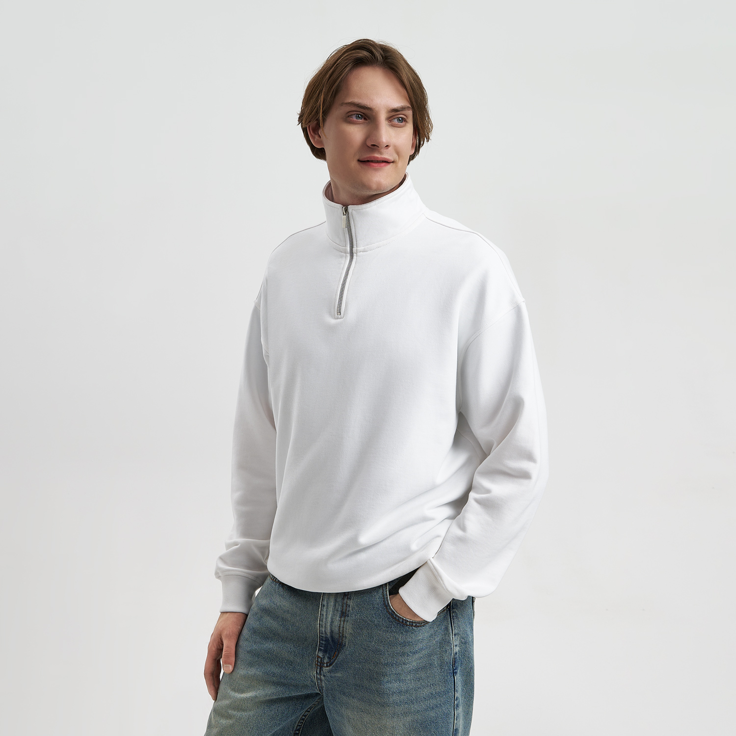 Толстовка на молнии унисекс Флоу (Flow), белая, размер 5XL/6XL Толстовка на молнии унисекс Флоу (Flow), белая, размер 5XL/6XL