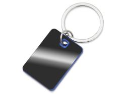 Металлический брелок с пластиковой цветной вставкой SteelPop Rct, серебристый с синим
