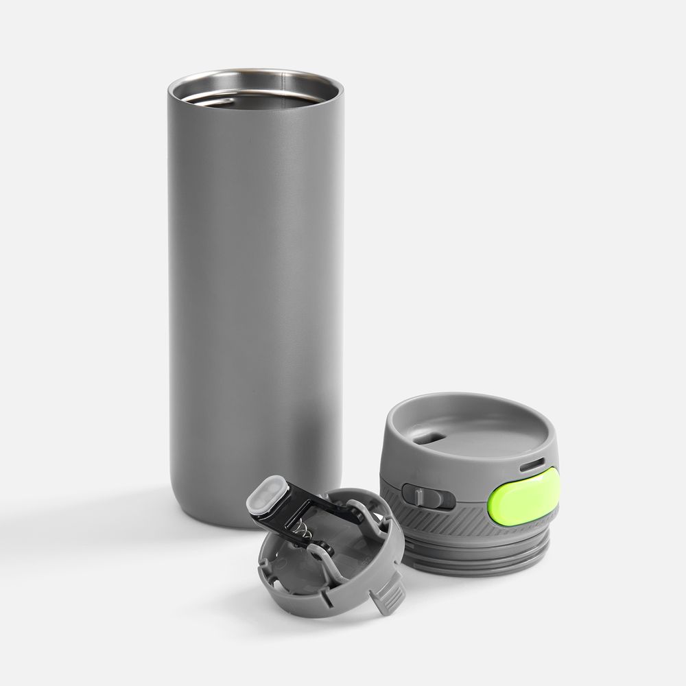 Термостакан X1 с цветной кнопкой, серый с желтым