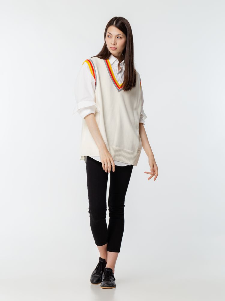 Жилет оверсайз унисекс Cornell в сумке, молочно-белый Жилет оверсайз унисекс Cornell в сумке, молочно-белый