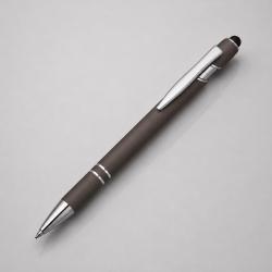 Ручка металлическая soft-touch шариковая со стилусом Sway, серый/серебристый (P) Ручка металлическая soft-touch шариковая со стилусом Sway, серый/серебристый (P)